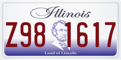 IL license plate Z981617