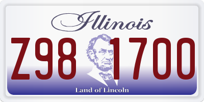 IL license plate Z981700