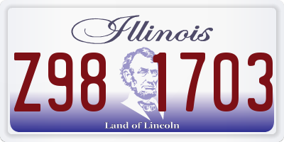 IL license plate Z981703