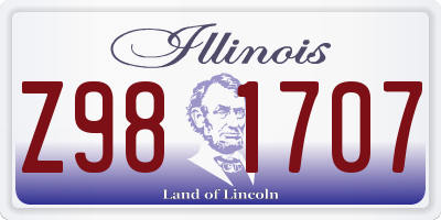 IL license plate Z981707