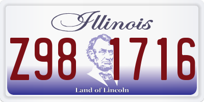 IL license plate Z981716