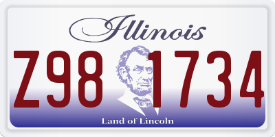 IL license plate Z981734