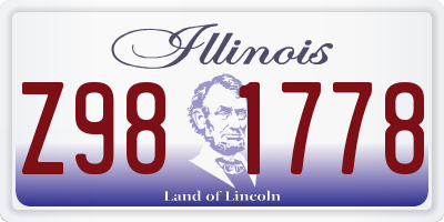 IL license plate Z981778