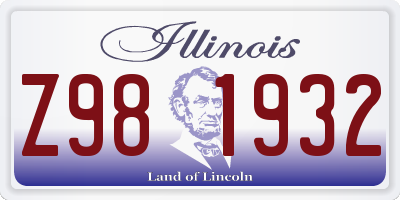 IL license plate Z981932