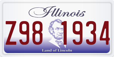 IL license plate Z981934