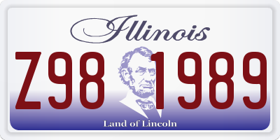 IL license plate Z981989