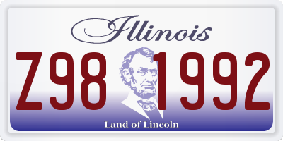 IL license plate Z981992