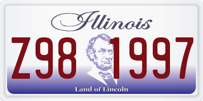 IL license plate Z981997