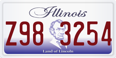 IL license plate Z983254