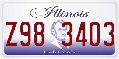 IL license plate Z983403