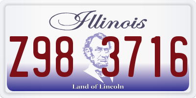 IL license plate Z983716