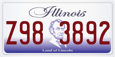 IL license plate Z983892