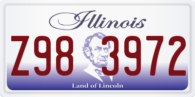 IL license plate Z983972