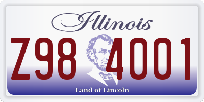 IL license plate Z984001