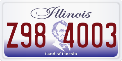 IL license plate Z984003