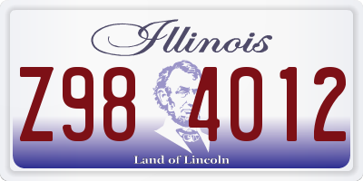 IL license plate Z984012