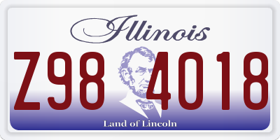 IL license plate Z984018