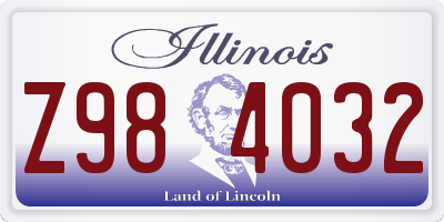 IL license plate Z984032