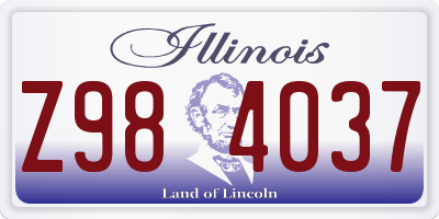 IL license plate Z984037