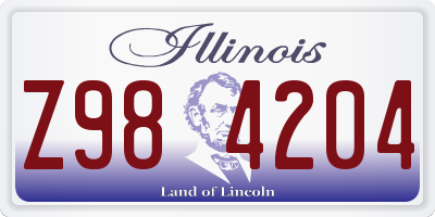 IL license plate Z984204