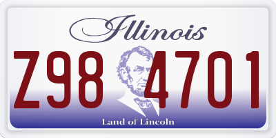 IL license plate Z984701
