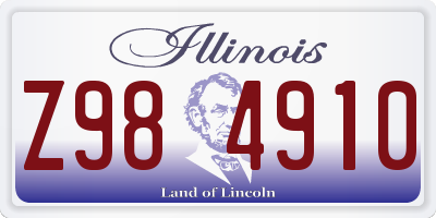 IL license plate Z984910