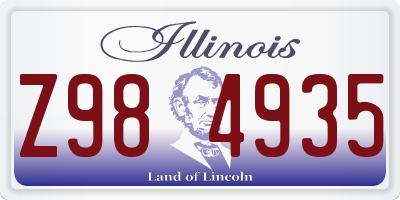 IL license plate Z984935