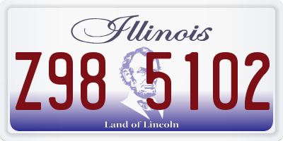 IL license plate Z985102