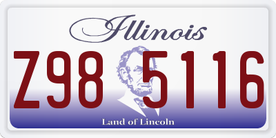 IL license plate Z985116