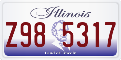 IL license plate Z985317