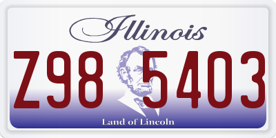 IL license plate Z985403