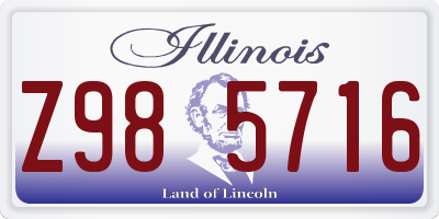 IL license plate Z985716