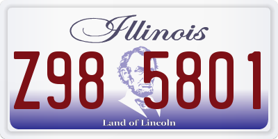 IL license plate Z985801