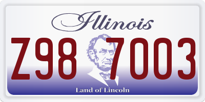 IL license plate Z987003