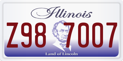 IL license plate Z987007