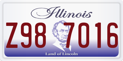 IL license plate Z987016