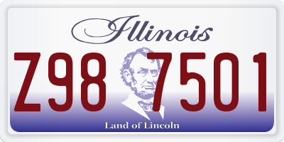 IL license plate Z987501