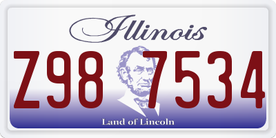 IL license plate Z987534