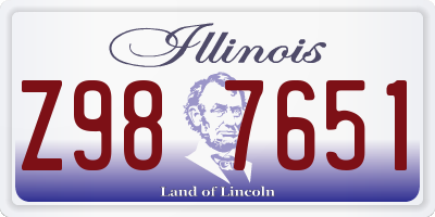 IL license plate Z987651