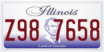 IL license plate Z987658