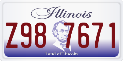 IL license plate Z987671