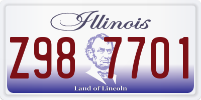 IL license plate Z987701