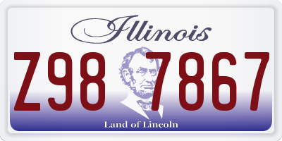 IL license plate Z987867