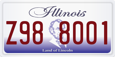 IL license plate Z988001