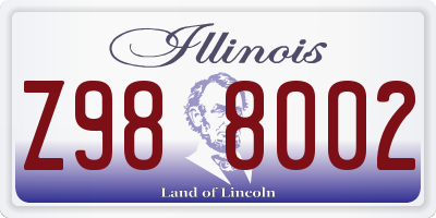 IL license plate Z988002