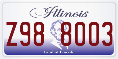 IL license plate Z988003