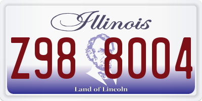 IL license plate Z988004