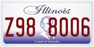 IL license plate Z988006