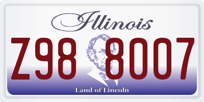 IL license plate Z988007