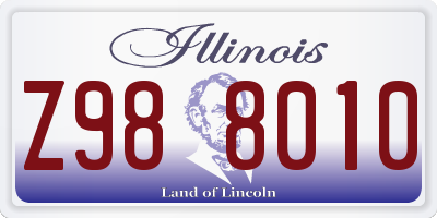 IL license plate Z988010